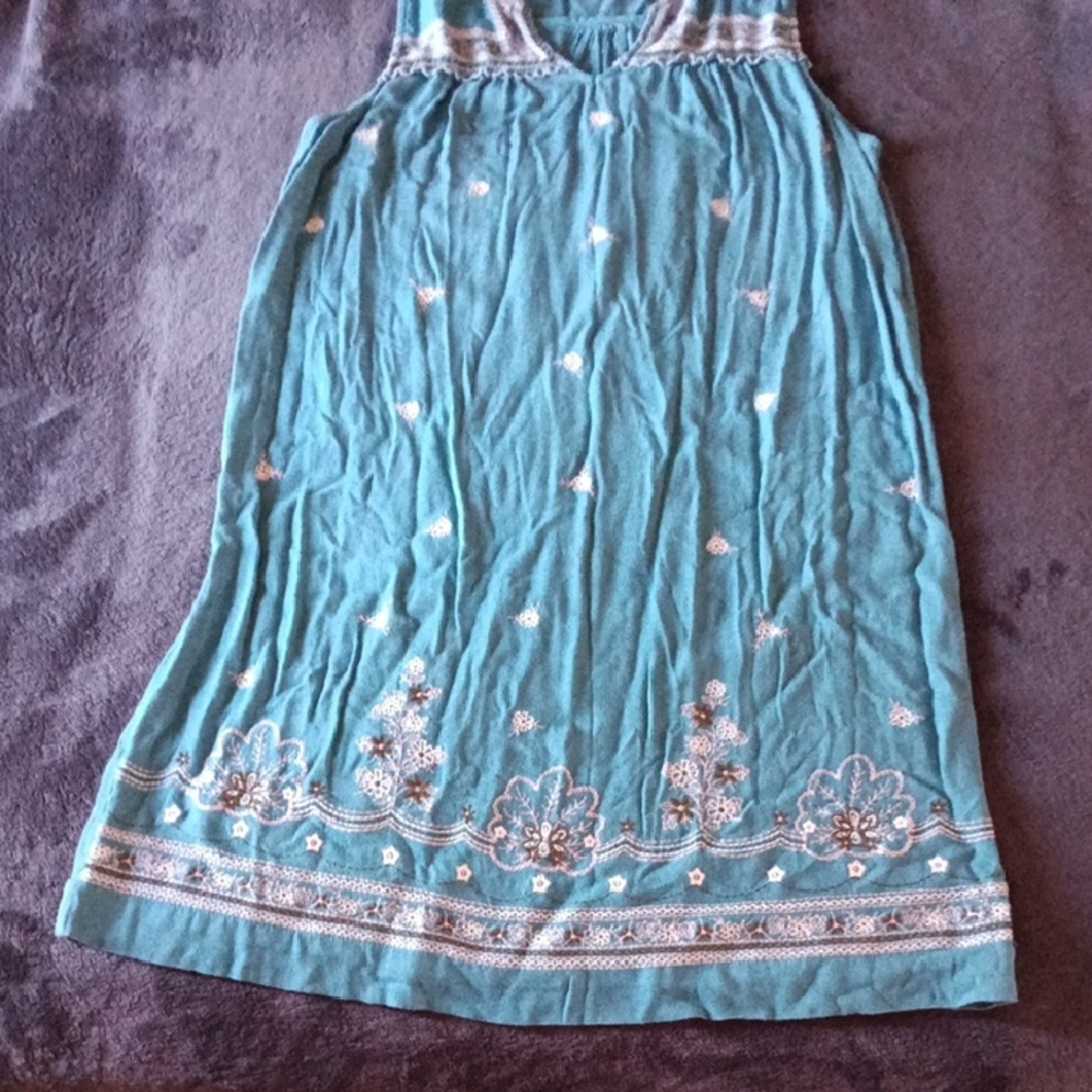 Teal Embroidered Sleeveless Sundress
